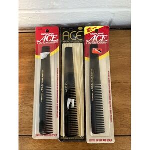 3X NOS VTG‎ Genuine Ace Hard Rubber Comb 7" Black AA088 & 88 Made USA Barber